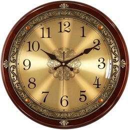 Luxury Wood Wall Clock Metal Retro Nordic American Style Gold Silent Wall Clocks Bedroom Shabby Chic Living Room Horloge Gift 210724