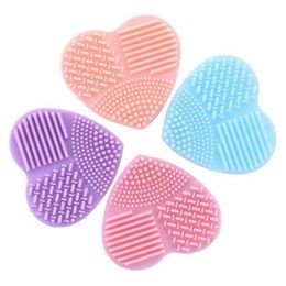 heart sponges Canada - Sponges, Applicators & Cotton 20pcs Colorful Heart Shape Make Up Brushes Cleaner Wash Brush Silica Glove Scrubber Board Cosmetic Cleaning To