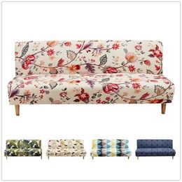 Flower Print Stretch Sofa Bed Cover Without Armrest All-inclusive Elastic Folding Couch Furniture Slipcover Protector 211116