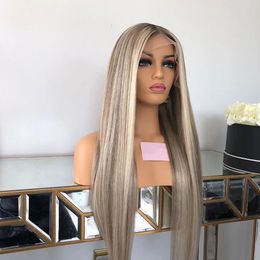 Brazilian Highlight Platiunm Blonde 13x6Lace Front Human Hair Wigs for Women Ombre Transparent Lace Wig Remy Natural Hairline Full lacewigs 13x4 bleached knots