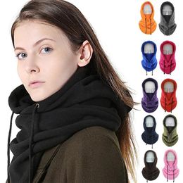 Windproof Thermal Outdoor Fleece Balaclavas Hats Hooded Neck Warmer Face Cover Winter Skiing Sport Headgear Men Cycling Mask Caps