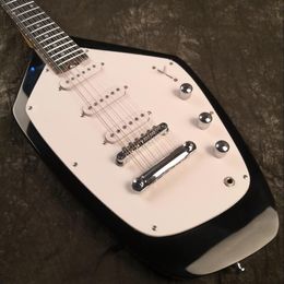 60s 12 Strings VOX Teardrop Phantom XII Black Solid Body Electric Guitar 3 Single Coil Pickups, Vintage Tuners, White Pickguard