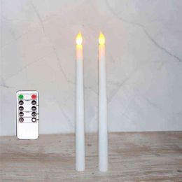 tapered flameless candles Canada - 1 or 2 Pieces Remote Control 28 cm Long Battery Operated Flickering Flameless Led Taper Candle Lamp Plastic 11 inch Candlestick Y211229