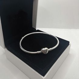 Pandora Bracelets For Women Fine Jewellery 925 Sterling Silver DIY Charms Beads With Original Box Heart Shaped Snake Chain Bracelet Bangle