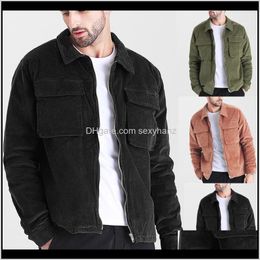 Jackets Outerwear Coats Clothing Apparel Drop Delivery 2021 Purchasing Mens Autumn Fashion Coat Long Sleeve Solid Tops Corduroy Casual Blouse