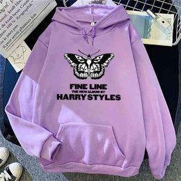 Korean Style Hoodie Fine Line Hoodies Butterfly Hoody Sweatshirt Women Pink Kawaii Clothes Unisex Oversized Harajuku Fashion 210809