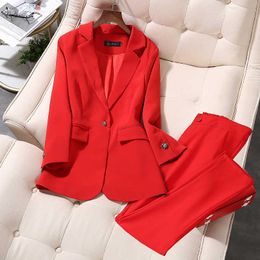 High Quality Suit Pants Two-piece Suit Plus Size Women M-5XL High Quality Ladies Blazer Business Casual Trousers 210927