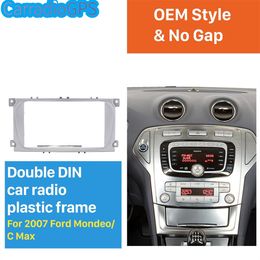 Silver 2Din Car Radio Fascia for 2007 Ford Mondeo C Max Trim Instal Frame Panel Plate Stereo Interface