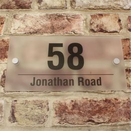 Frosted Effect Personalised Modern House Sign Street Name And Number Other Door Hardware