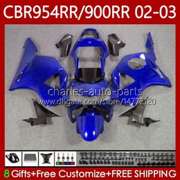 Body Kit For HONDA CBR954-RR CBR900RR 2002-2003 Bodywork 61No.124 CBR954RR Glossy blue CBR954 CBR900 CBR 900 954 RR CC 900CC 2002 2003 CBR 954RR 900RR 02 03 Fairing