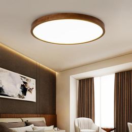 Ceiling Lights Wood LED Chandelier Lamp Modern Nordic Style For Living Room Dining Bedroom Kitchen Home Ultra-thin Light Fixture