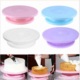 DIY Cake Turntable Baking Mould Cake Plate Rotating Round Cake Decorating Tools Rotary Table Pastry Supplies Baking Accessories 211110