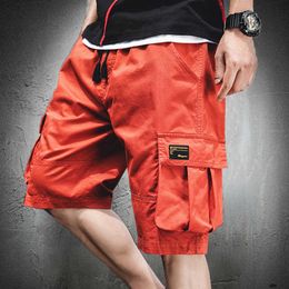 Summer Shorts Men Hip Hop High Street Cargo Pockets Knee Length Pants Fashion Bottoms Casual Military Slim Fit 210714