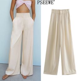 Women Pants Beige High Waist Wide Leg Trousers For Female Summer Fashion Office Suit Casual Loose Black 210519