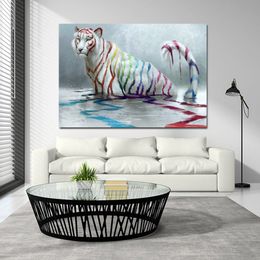 Modern Colourful Tiger Poster Canvas Painting Abstract Animal Art Wall Picture HD Printing For Living Room Home Decor No Frame