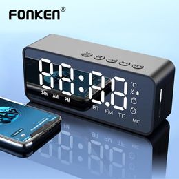 Fonken Sem fio Bluetooth Caixa de alto-falante Horário Allam Clock Temperatura TF Cartão Portátil Música FM Radio Receiver Computer Phone