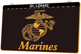 LD0442 United States Marine Corps 3D Engraving LED Light Sign Wholesale Retail