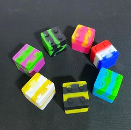 Silicone Container Wholesale 9ml Non-stick Square Cube Matte Silicones Box and Jars for Wax Dabs Wax Containers