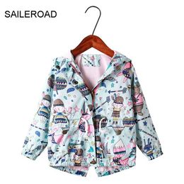 SAILEROAD 2-7 Years Outerwear Autumn Cartoon Kids Girls Jacket Coat Children's Wind For Tighten Waist Baby Girl 211011