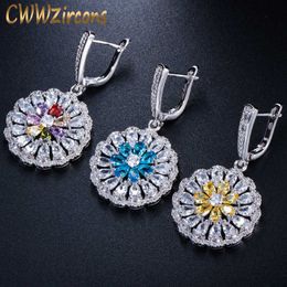 Easy Wear Gorgeous Cubic Zirconia Big Flower Drop Earring for Women Elegant Bridal Wedding Party Jewellery CZ097 210714
