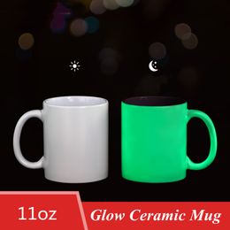 sublimation glow in the dark ceramic mug DIY gifts for kids porcelain cups for coffee Halloween Christmas gift lucky mugs 11oz