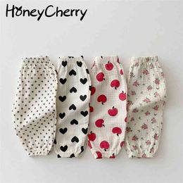 Summer soft casual trousers for baby girls with printed anti-mosquito pants toddler girl leggings 210702