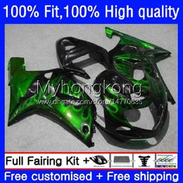 Motorcycle Body For SUZUKI GSXR 1000CC 1000 CC Injection Mold Bodywork 24No.139 GSXR-1000 00-02 GSXR1000 K2 00 01 02 GSX-R1000 Green flames 2000 2001 2002 OEM Fairing