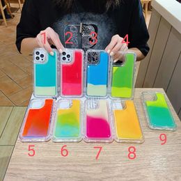 Quick Sand Cases Shining Luminous Cover 3in1 PC Frame 2.0mm TPU With Airbags for iPhone13 12 pro max 11 XR XS SamsungS21 PLUS Ultra A11 A31 A01 A12 A32 A51 A71 A52 72 xiaomi