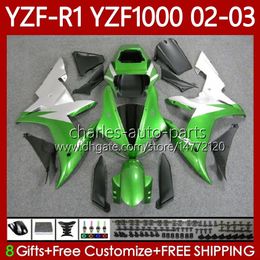 Motorcycle Body For YAMAHA YZF-R1 YZF-1000 YZF R 1 1000 CC 00-03 Metal green Bodywork 90No.51 YZF R1 1000CC YZFR1 02 03 00 01 YZF1000 2002 2003 2000 2001 OEM Fairings Kit