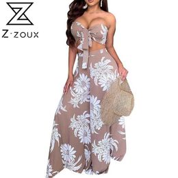 Women Sets Sexy Two Piece Skirt Bow Lace Up Print Bra Top With High Wait Maxi And 210524