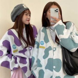 Cardigan for women autumn Coat y2k drop tops korean fashion oversize clothing streetwear Buttons knitting Long sleeve 211011