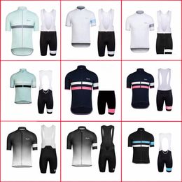 Rapha Quick Dry Racing Clothing Men Pro Team Short Sleeve MTB Bike Cycling Jersey Set Maillot Ciclismo Bicycle Wear Sets Y210410001