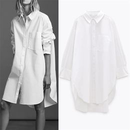 Oversized White Shirt Women Autumn Long Sleeve Collared Button Up Shirts Ladies Asymmetric Hem Casual Tops 210519