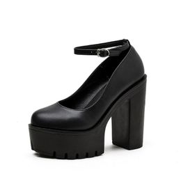 Spring Autumn Casual High-heeled Shoes Sexy Ruslana Korshunova Thick Heels Platform Pumps Black White Dress