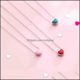 Necklaces & Pendants Jewelryred Green Enamel Hearts Pendant Necklace For Women Statement Fine Sier Jewellery Collar Drop Delivery 2021 Ujocf