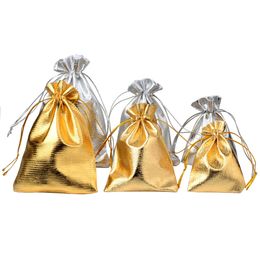 Jewellery Packing Small Bag Silver Gold Foil Cloth Drawstring Bags 7x9cm 9x12cm 10x15cm Wedding Gift Pouches Wholesale Price