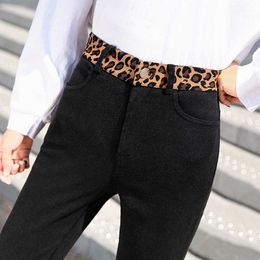 New Leopard Waist Women's Pencil Trousers women zipper fly Pants black Stretch Pants For Women Slim Ladies Jean Trousers Female Q0801