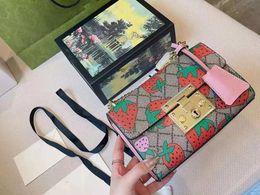Designer's high quality single shoulder chain bag women's strawberry Decor gift box package size20cm