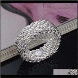 Band Sier Weave Mesh Ring Women Engagement Wedding Rings Fashion Jewelry Gift 160140 73Twe Qcudt