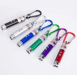 3 in 1 Funny Pet stick Cat Toys Red Laser Pointer Pens With White Purple LED Light Show Key Chain Money Detector Pen toy SN5517