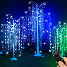 USB 1.5M 210 Led Willow Tree RGB Lighted Willow Tree With Garland String Light For Christmas Holiday Party Garden Decor