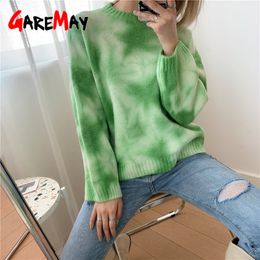 Sweaters For Women O Neck Printed Warm Colourful Ladies Sweater Orange Thermal Harajuku Pullovers 210428
