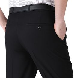 Summer Men Business Thin Silk Pants 29-56 Male Big Size Formal Classic Black Breathable Office Baggy Suit Trousers For Mens 210406