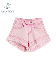 2022 Women's Jeans Shorts Vintage Casual Elegant High Waist Spring Female Y2K E-girl Baggy A Line Wide Leg Short Pant Plus Size Y220311