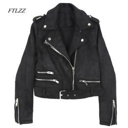 Women Spring Pu Leather Jacket Bright Colours Vintage Short Motorcycle Coat Fashion Black Soft Biker Jackets Female 210430