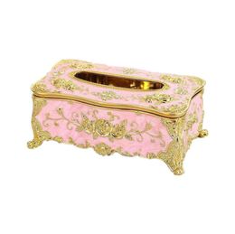 Creative bedroom office desk rose tissue box European luxury paper case universal family KTV hotel car storage