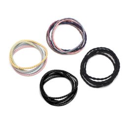 Chimaera Women 20 Basic Thin High Elastic Rubber Bands Girl Roman Stripes Fine Hair Rope Ties Multicolour Ponytail Daily Headwear