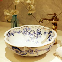 Europe Vintage Style Ceramic Art Basin Sinks Counter Top Wash Bathroom Vessel vanities bathroom ceramic sinksgood qty
