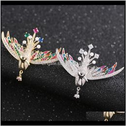 Pins, Brooches Drop Delivery 2021 Vintage Crystal Phoenix Fire Bird For Women Fashion Color Cor Pins Animal Brooch Badges Decoration Wedding