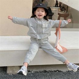 Kids Children Baby Little Girls Clothing Set Autumn Long Sleeve Sport Suit Tracksuit Toddler Clothes Outfit for 2 3 4 5 6 Years 211025